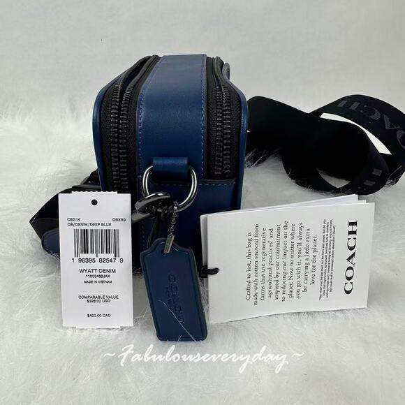 Coach Men's Wyatt Crossbody Bag In Denim/Gunmetal/Denim/Deep Blue CBG14 NWT - Picture 3 of 9
